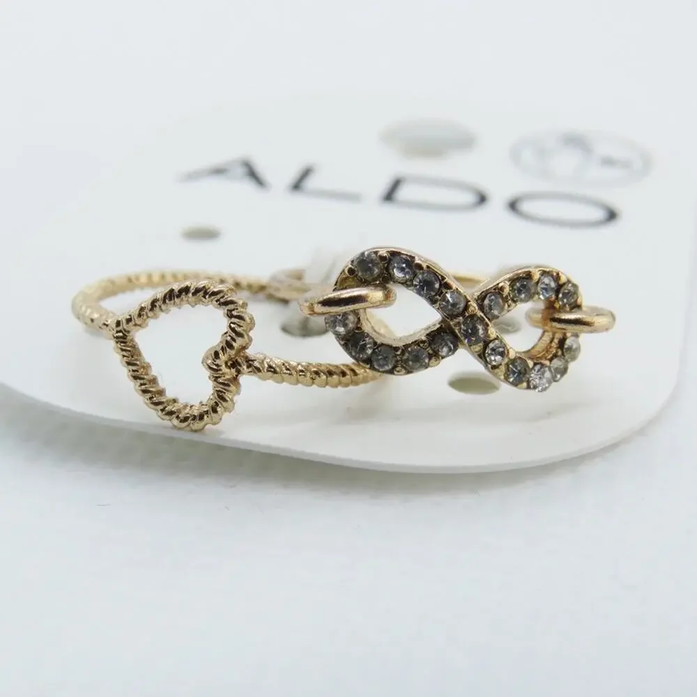 Aldo Gold Rings - Infinity and Heart Stackable Minimalist Cute Rings